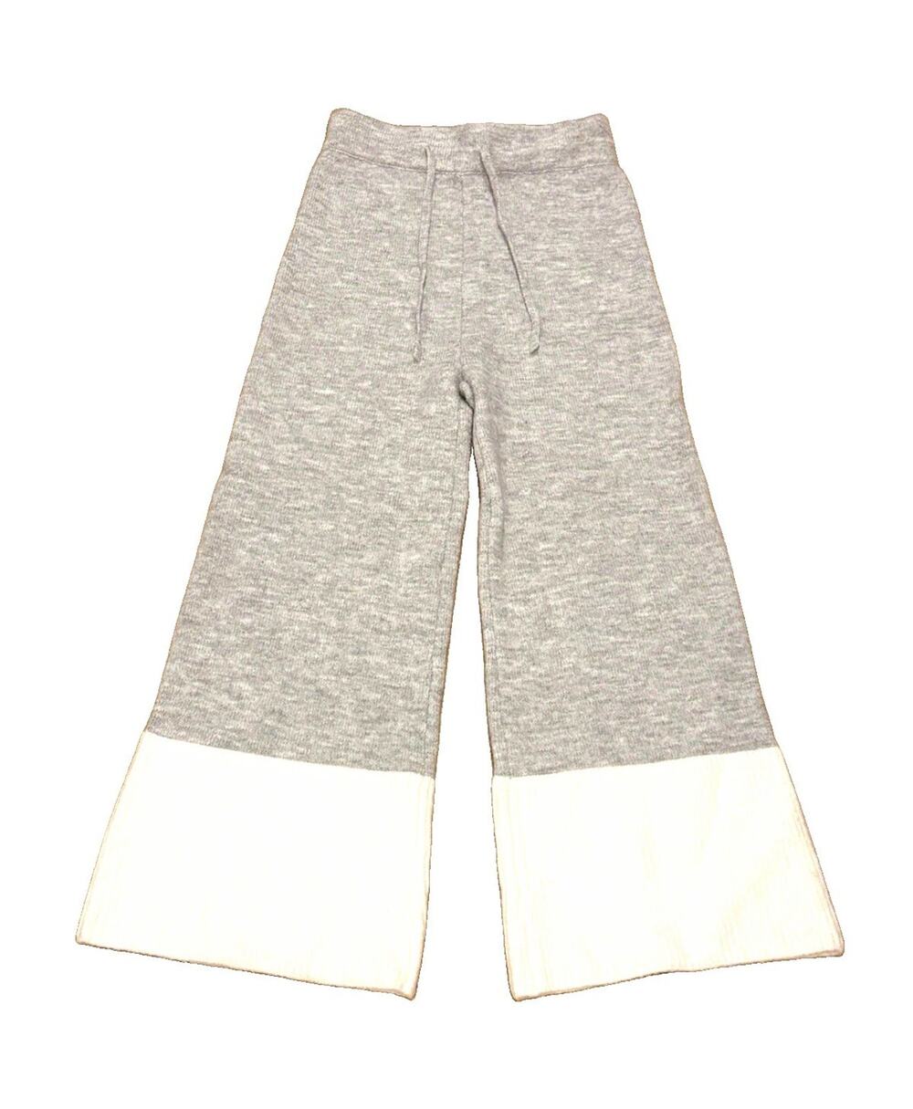 World Market Cozy Color Block Wide-Leg Drawstring Pants Gray/Ivory Pull-On S/M